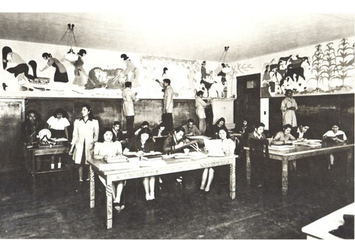 SFIS Classroom—Image Source: Social Science Classroom Murals, 1940. Museum of New Mexico, negative number 30934